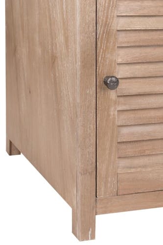 Table de chevet bois naturel patiné grisé blanchi porte à claire-voie L50xP50xH55cm PAOLIA