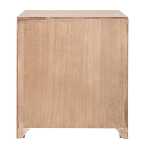 Table de chevet bois naturel patiné grisé blanchi porte à claire-voie L50xP50xH55cm PAOLIA