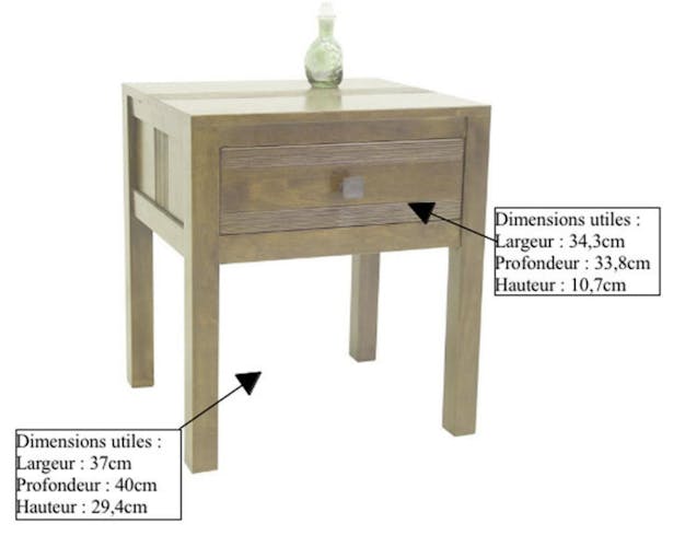 Table de chevet bois style rétro GALA
