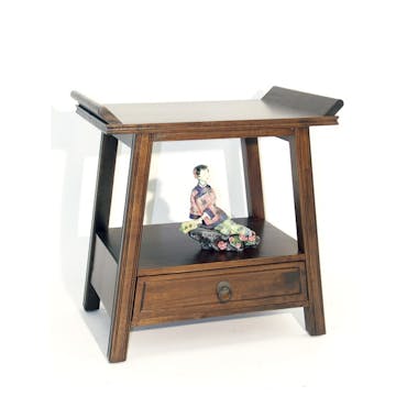  Table de chevet / Bout de canapé Chinois Hévéa 1 tiroir, 1 plateau 60x40x60cm MAORI