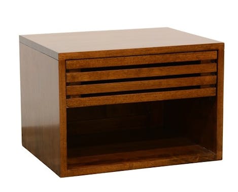 Table de Chevet / Bout de Canapé Hévéa 1 tiroir façade Persienne, 1 niche basse 50x40x40cm NEW ORLEANS