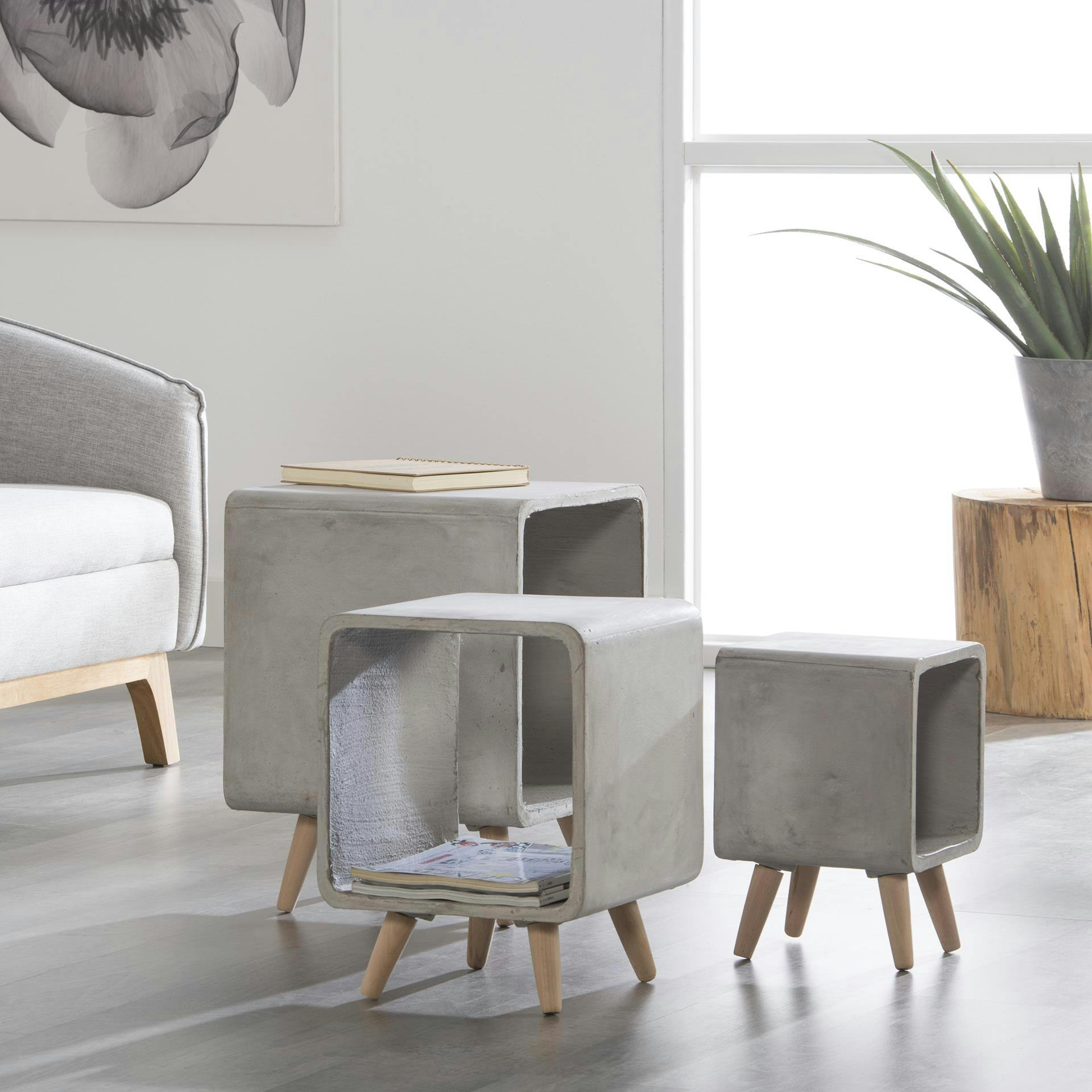 Table de chevet contemporaine cube béton MM