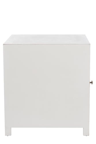Table de chevet en bois blanc 1 porte en lattes, 50x50x55cm