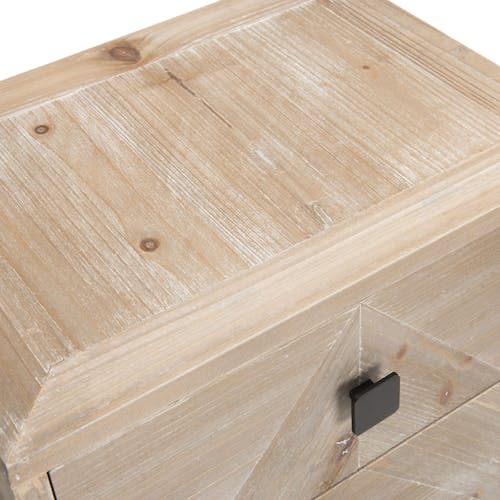Table de chevet en bois blanchi 2 tiroirs PHOENIX