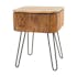 Table de chevet en bois de manguier motif baguette avec pieds épingle DELHI