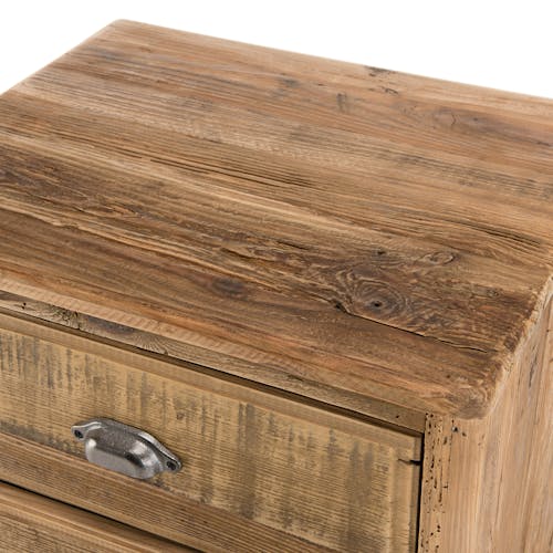 Table de chevet en bois de pin recyclé 2 tiroirs DENVER