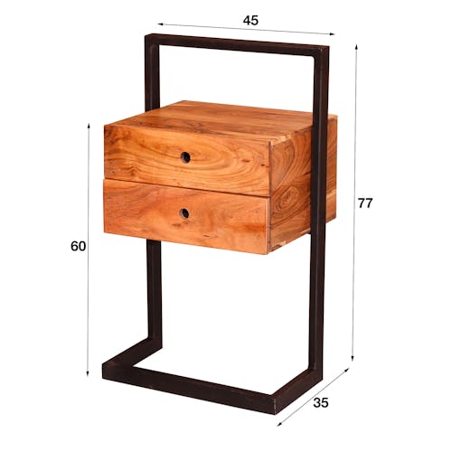 Table de chevet en bois et cadre en métal MELBOURNE