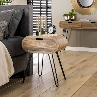 Table de chevet en bois forme oblongue NIAGARA