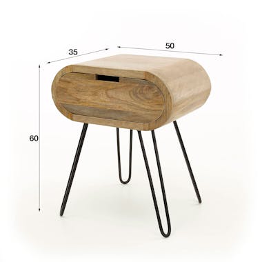 Table de chevet en bois forme oblongue NIAGARA