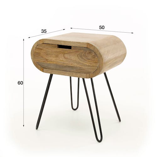 Table de chevet en bois forme oblongue NIAGARA