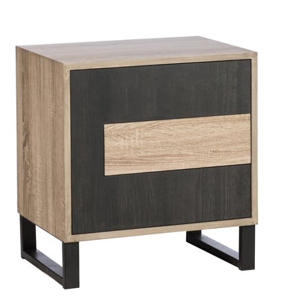 Table de chevet en bois noir 1 porte 1 tiroir