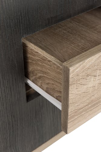 Table de chevet en bois noir 1 porte 1 tiroir