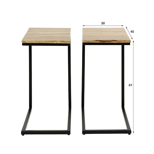 Table de chevet étroite en bois d'acacia (lot de 2) MELBOURNE