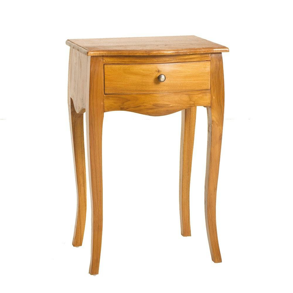 Table de chevet galbée teck miel BISHO