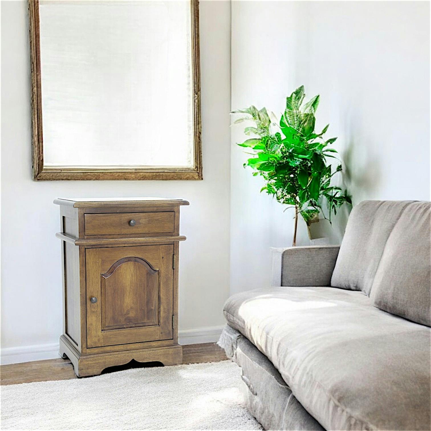 Table de chevet Hévéa 1 porte, 1 tiroir 44x32x65cm TRADITION