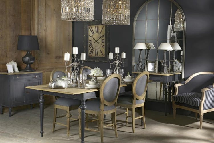 Table de chevet Louis XVI 2 tiroirs en bois bicolore noir NEW LEGENDE L40xP30xH65 AMADEUS