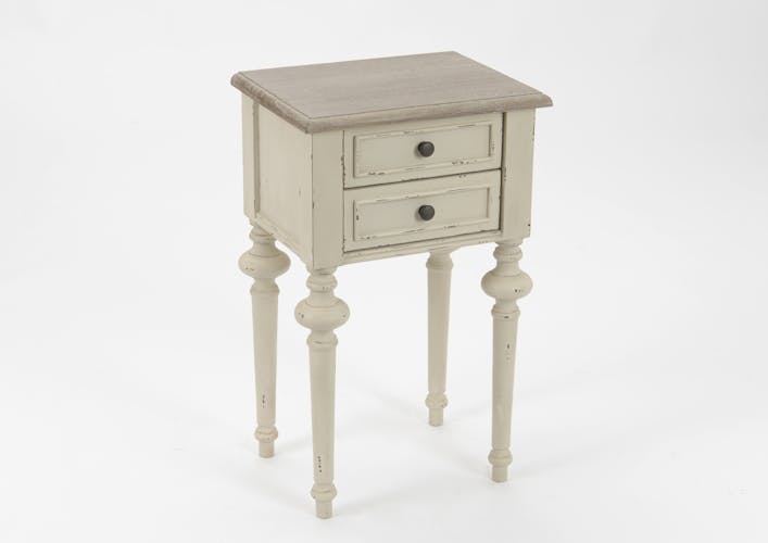Table de chevet Louis XVI en bois bicolore 2 tiroirs LEGENDE L40xP30xH65 AMADEUS