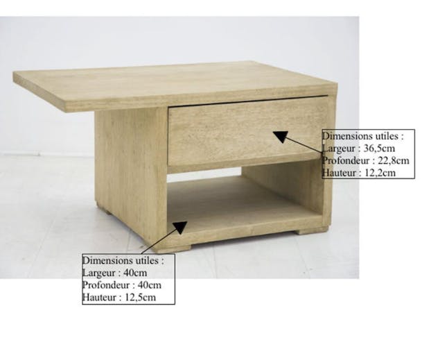 Table de chevet moderne hévéa recto verso 65cm OLGA