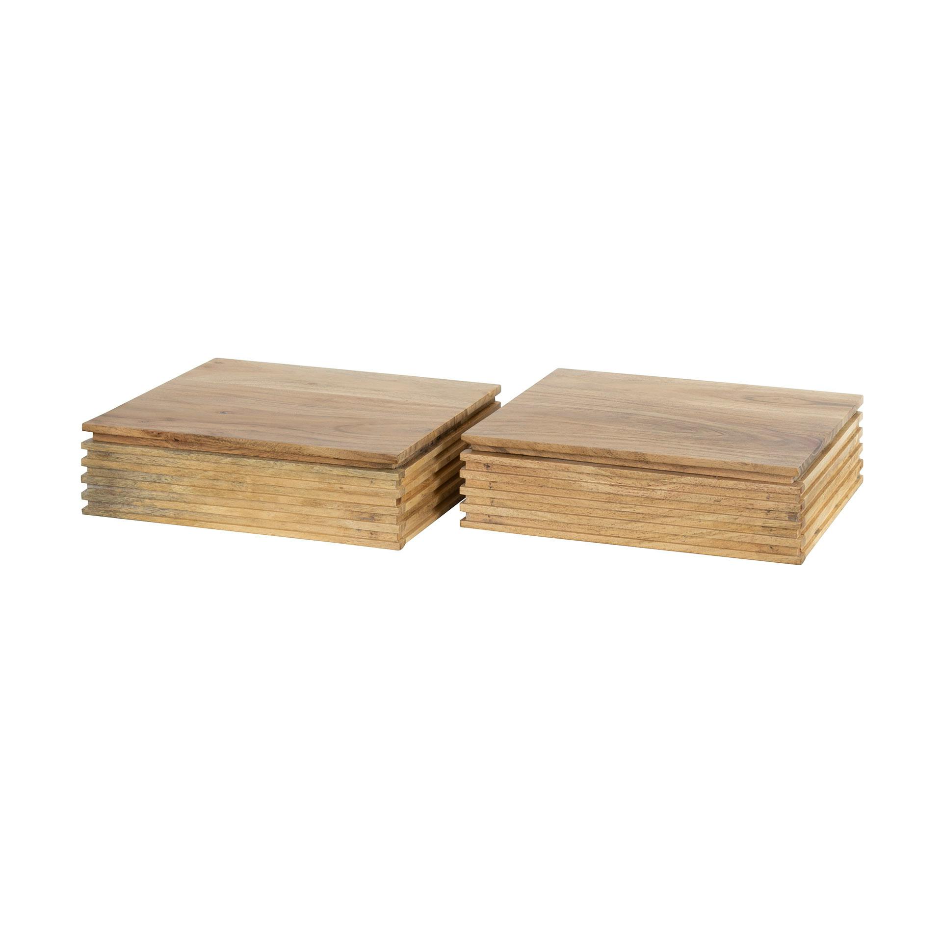 Table de chevet murale en bois d'acacia avec stries (lot de 2) MELBOURNE