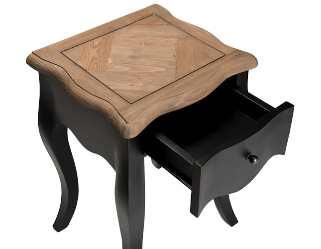 Table de chevet noire romantique 1 tiroir SALZBOURG