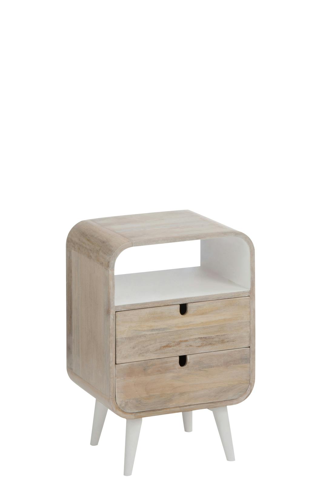 Table de chevet rétro en manguier 2 tiroirs - 40x30x60cm