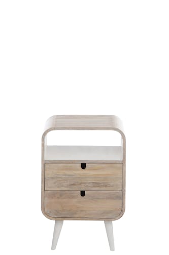 Table de chevet rétro en manguier 2 tiroirs - 40x30x60cm