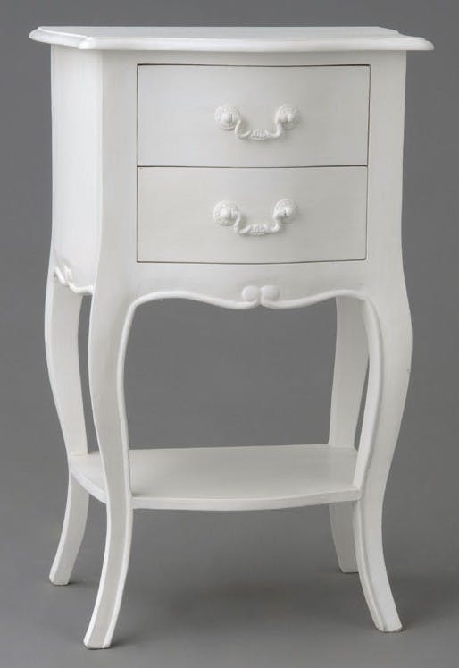 Table de chevet romantique 2 tiroirs en Acajou blanc APOLLINE L 40 x P 30 x H 65 AMADEUS