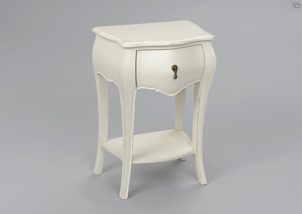 Table de chevet romantique Blanc cassé patiné 1 tiroir MURANO  L45xP30xH65 AMADEUS