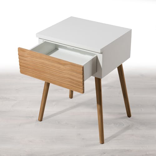Table de chevet scandinave 1 tiroir en bois blanc PEROU