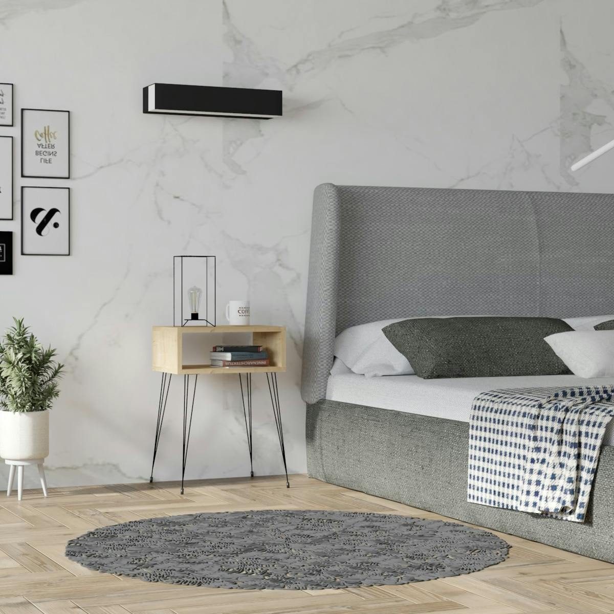 Table de chevet scandinave, niche et pieds épingle JENA