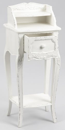 Table de chevet shabby bois blanc vieilli 1 tiroir COMTESSE L 40 x P 30 x  H 90 AMADEUS