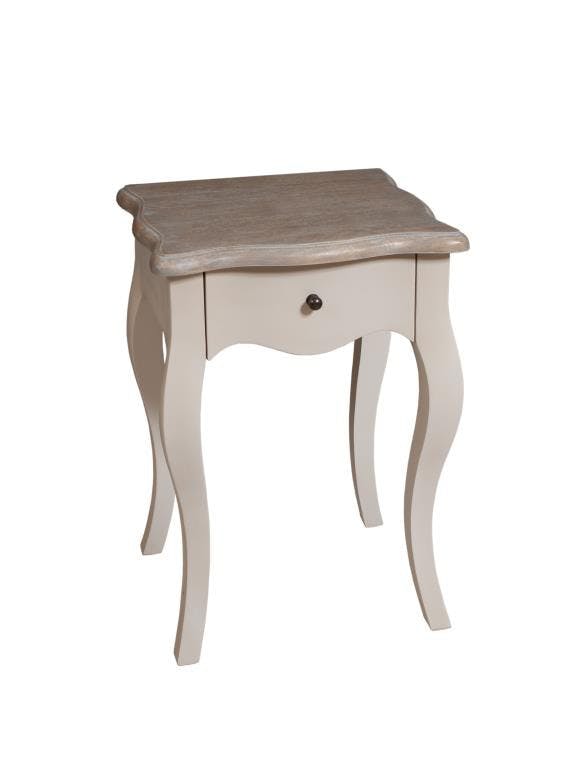 Table de chevet tiroir Beige Argile Baroque Manguier 40x36x59cm ODYSSÉE
