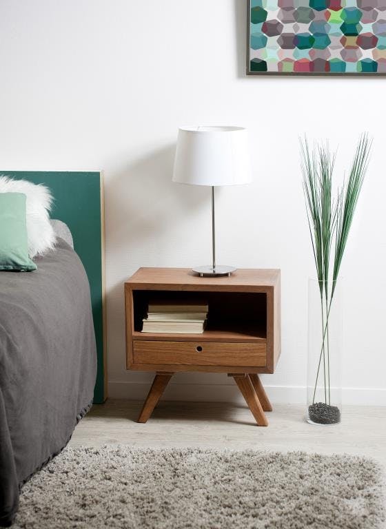 Table de chevet tiroir bois exotique FANNY