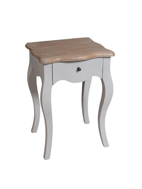 Table de chevet tiroir Gris bleuté Baroque Manguier 40cm ODYSSÉE
