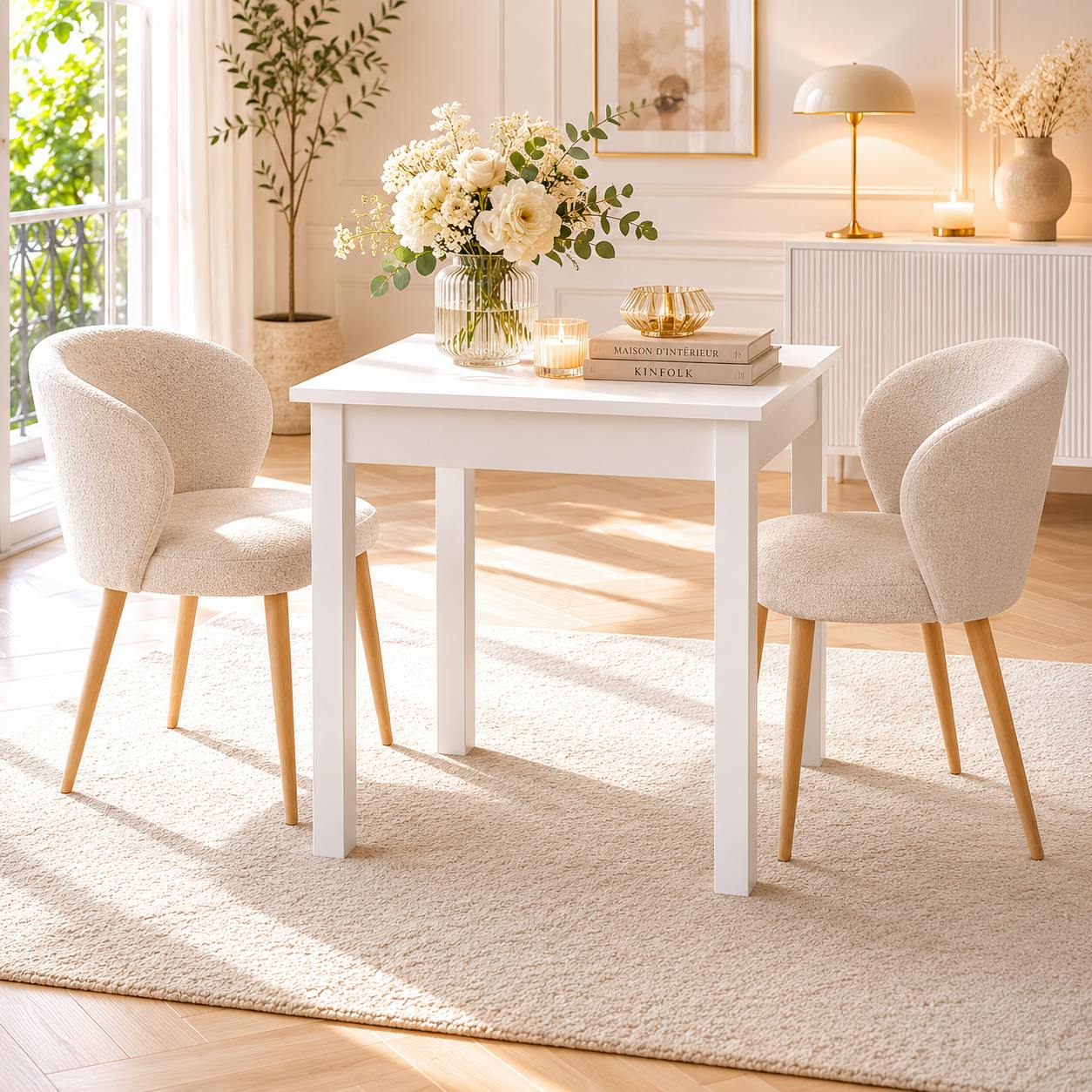 Table de cuisine blanche moderne 90 cm ALVA