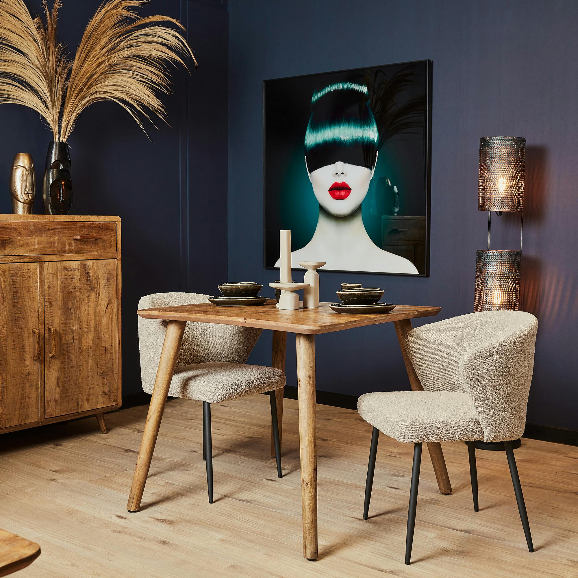 Table de cuisine carrée 2 à 4 personnes en bois 90 cm ALMA