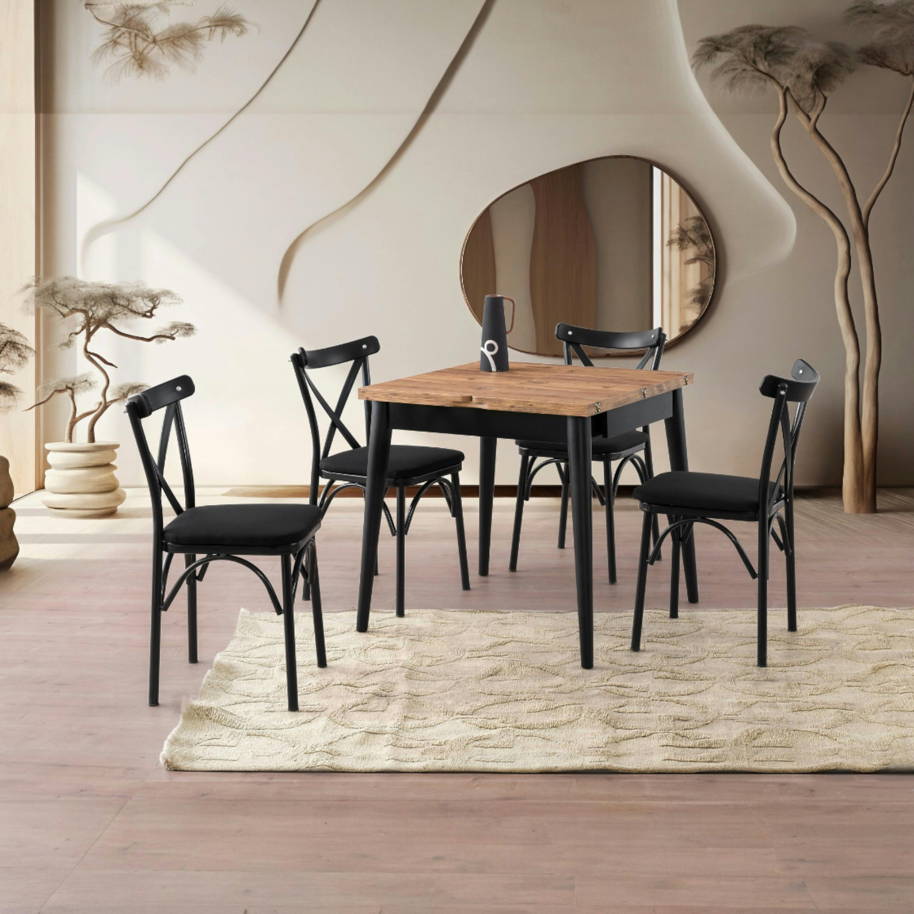 Table de cuisine extensible effet pin 80-160 cm UMEA