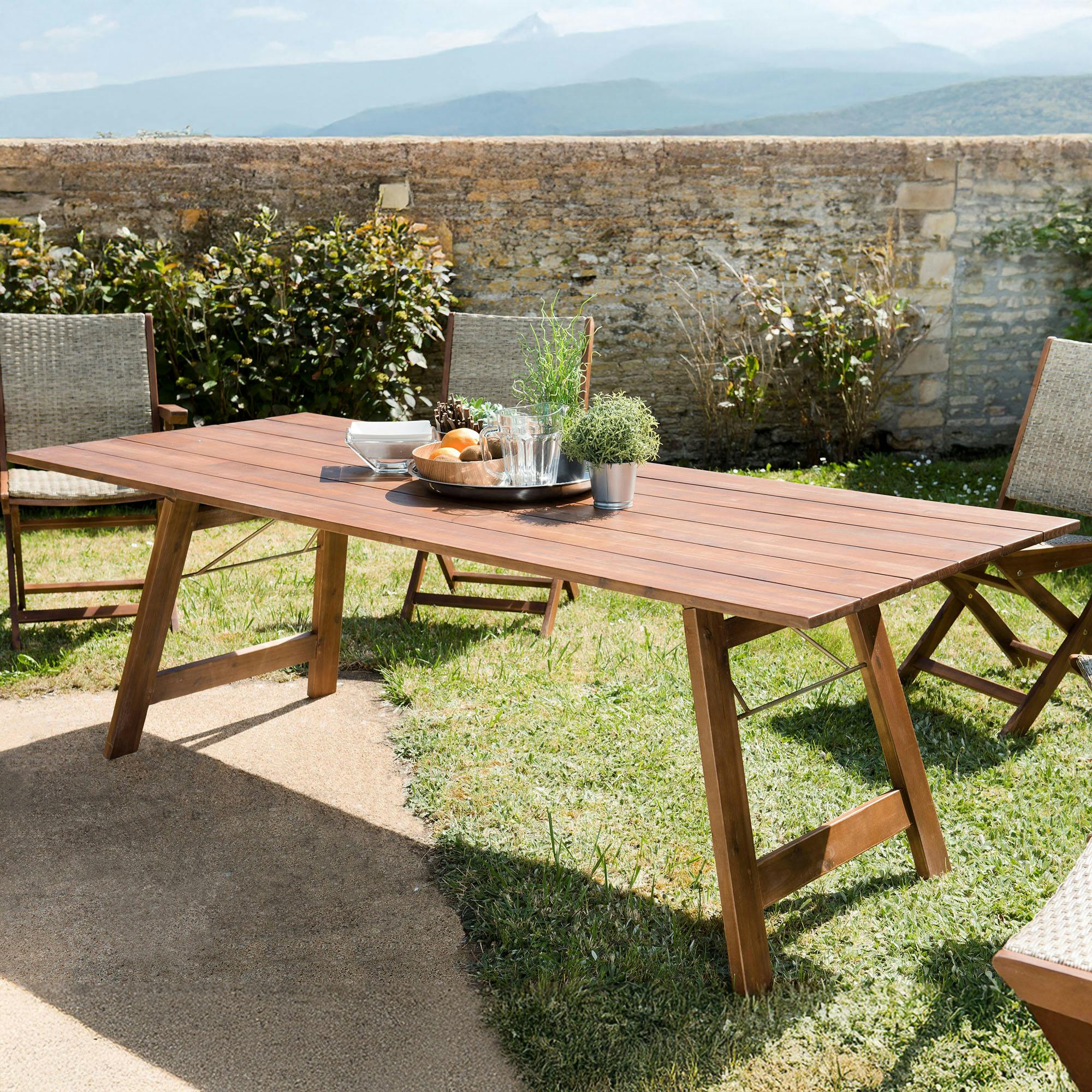 Table de jardin 10 personnes acacia 220x90 BAHIA