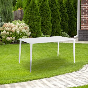  Table de jardin en aluminium finition blanc 140 cm STOCKHOLM