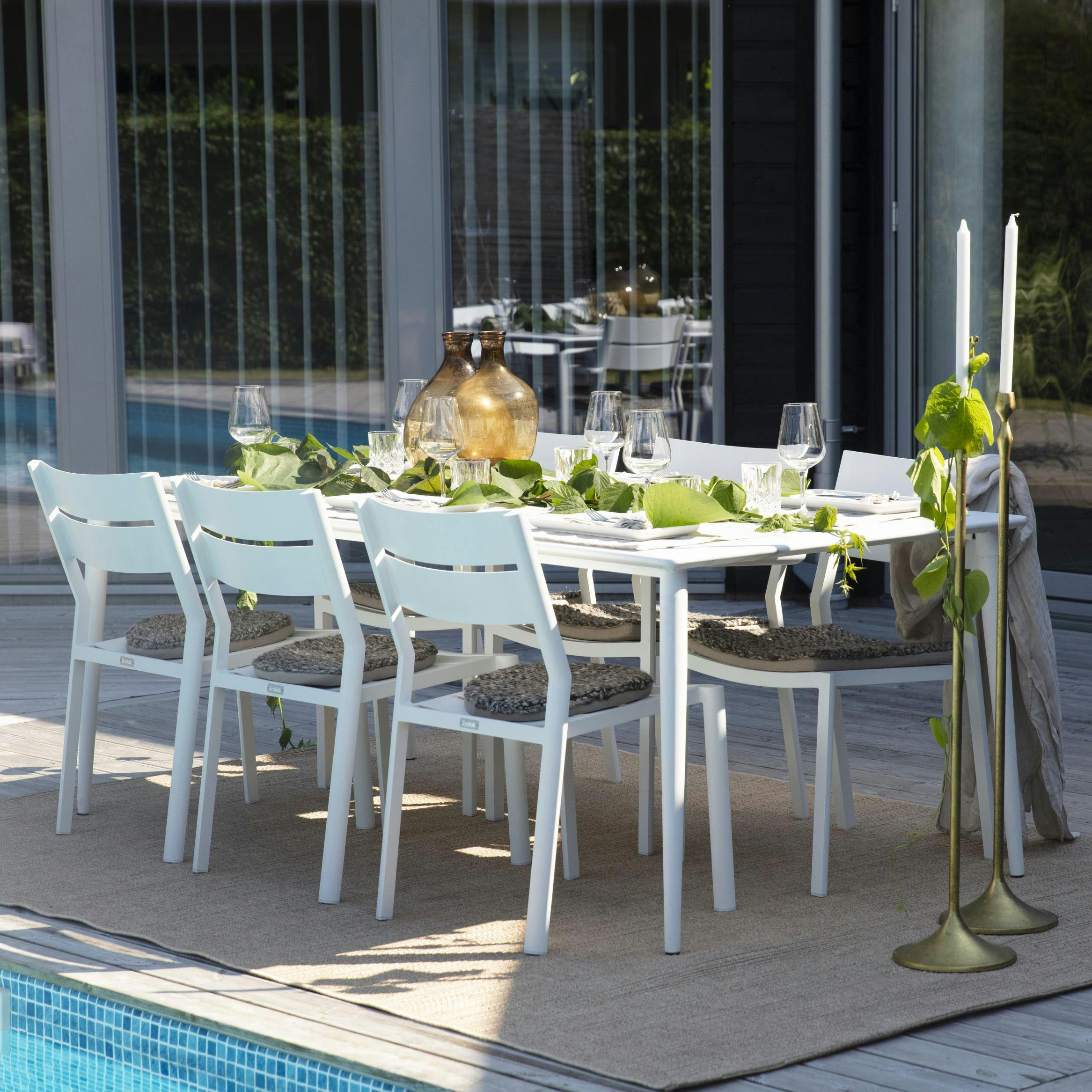 Table de jardin en aluminium finition blanc 200 cm STOCKHOLM