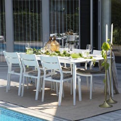 Table de jardin en aluminium finition blanc 200 cm STOCKHOLM