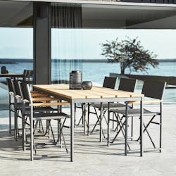 Table de jardin en aluminium gris ardoise et teck 238 cm OSLO