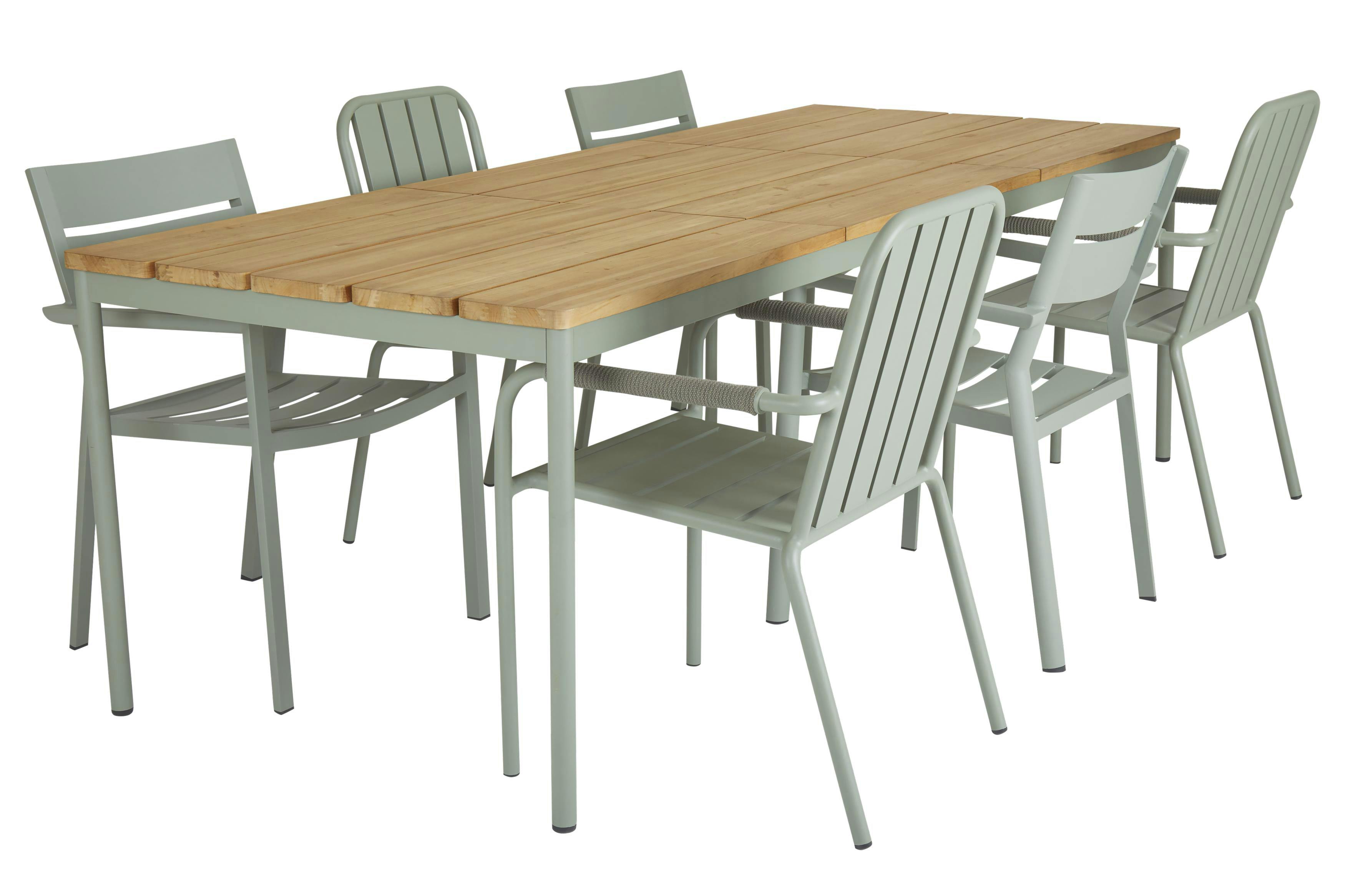 Table de jardin en aluminium vert argile et teck 238 cm OSLO