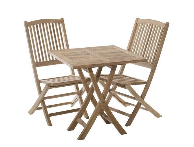 Table de jardin en Teck brut carrée pliante 70cm SUMMER