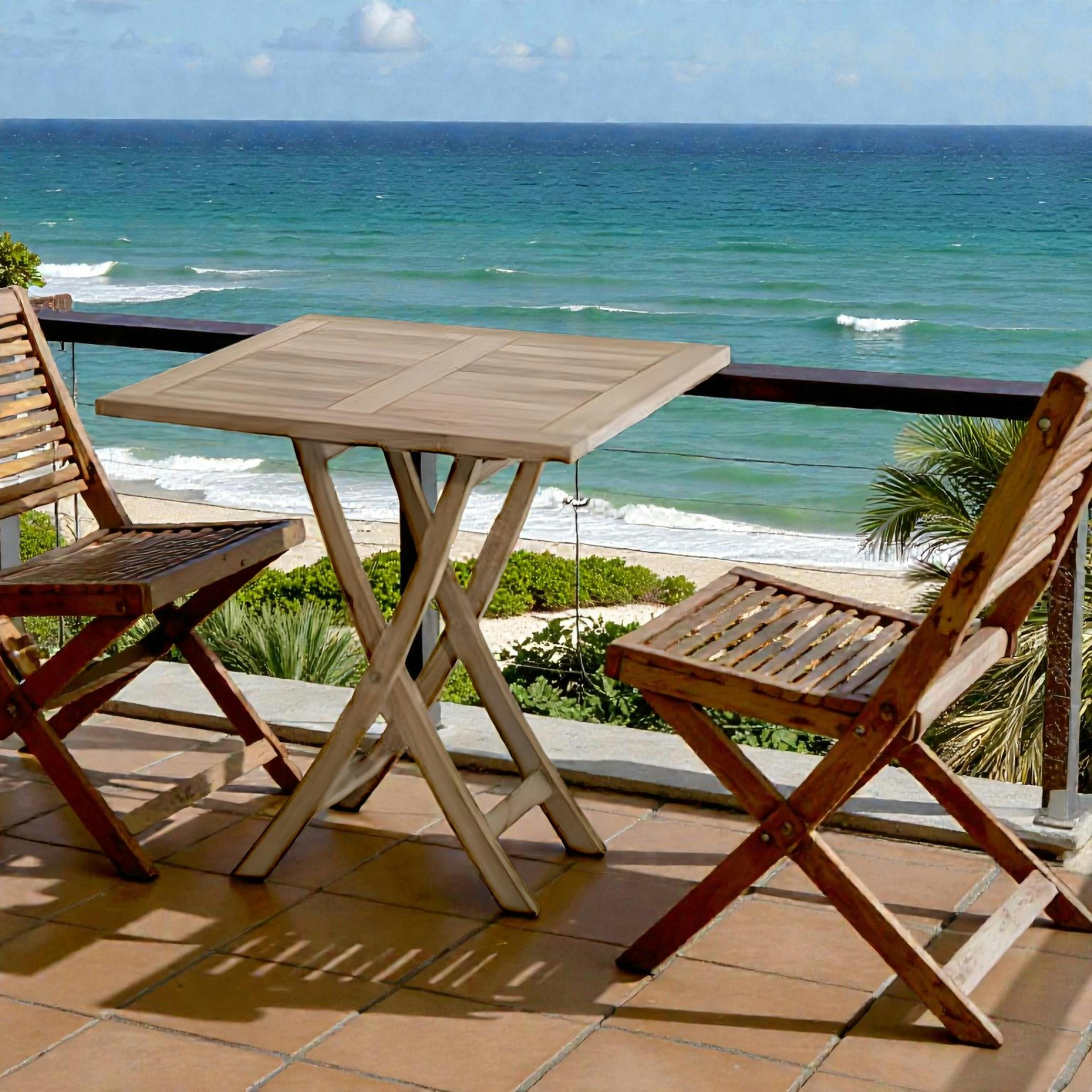 Table de jardin en Teck brut carrée pliante 70cm SUMMER