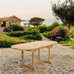 Table de jardin en teck brut ovale extensible 120/180x90x75cm SUMMER