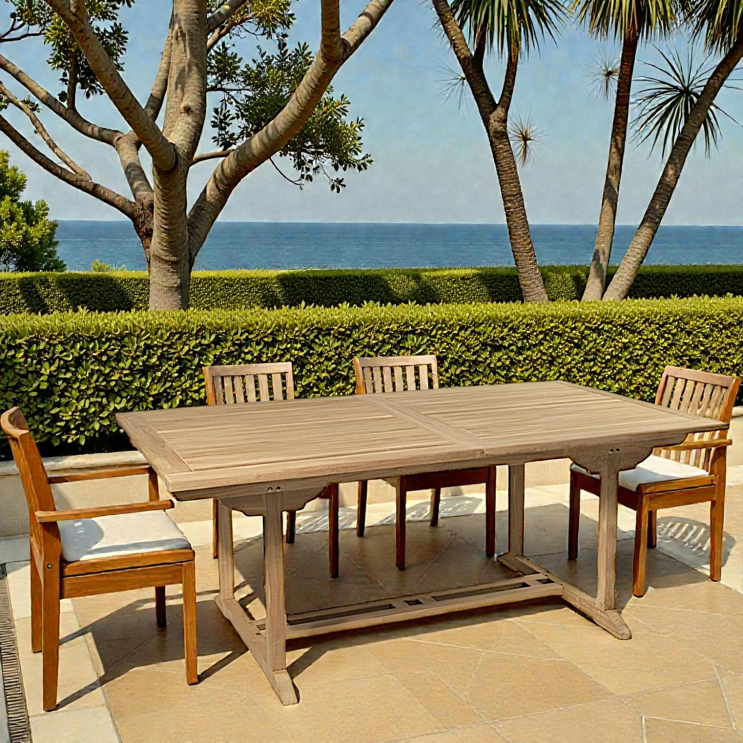 Table de jardin en teck brut rectangle extensible 120/180x90x75cm SUMMER