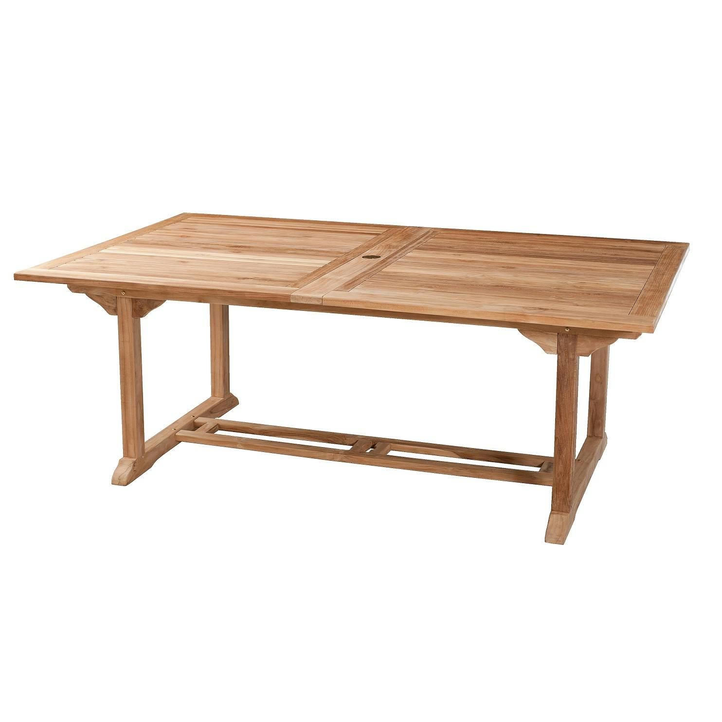 Table de jardin en teck brut rectangle extensible 200/300x120x76cm SUMMER