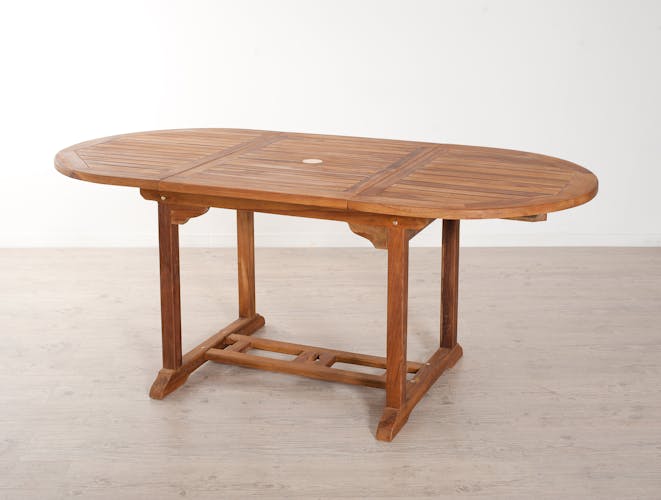 Table de jardin en teck huilé ovale extensible 120/180x90x75 MACAO