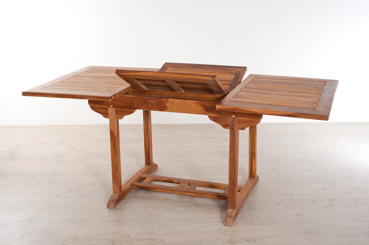 Table de jardin en teck huilé rectangle extensible 120/180x90x75 MACAO